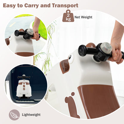 Toddler Ride on Toy with Under Seat Storage with Music and Lights-White