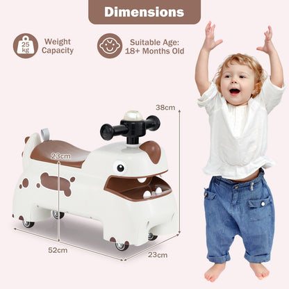 Toddler Ride on Toy with Under Seat Storage with Music and Lights-White