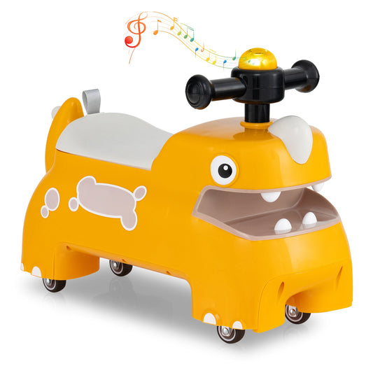 Toddler Ride on Toy with Under Seat Storage with Music and Lights-Yellow