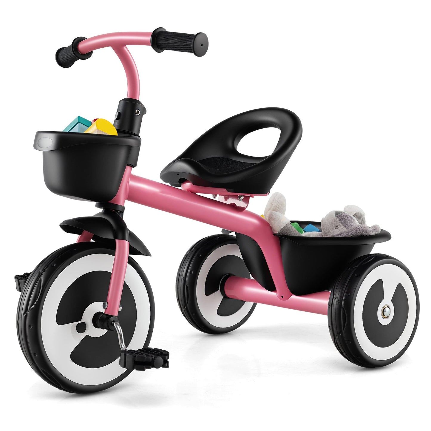 Toddler Tricycle Kids Trike with Adjustable Seat for 1.5-5 Years Old-Pink
