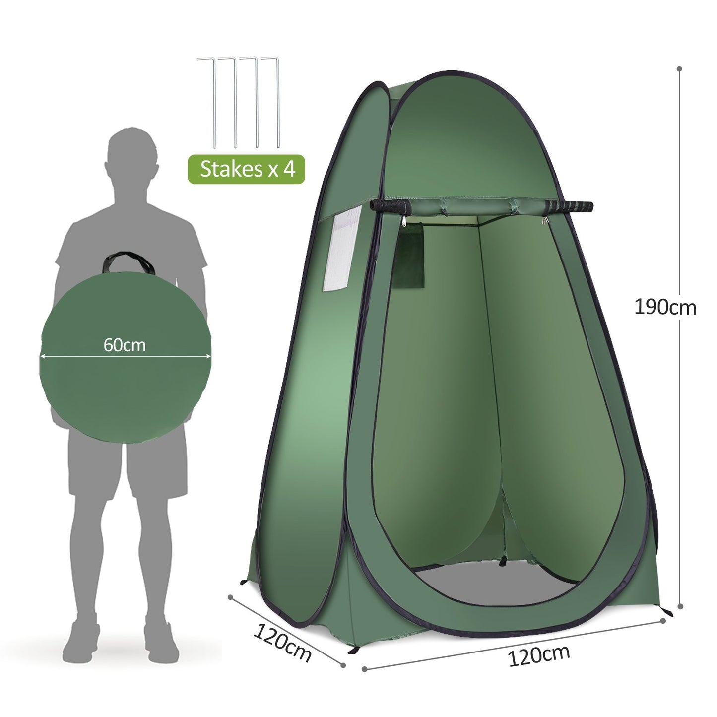 Toilet Shower Changing Beach Camping Tent Room Portable Pop Up Private Travel-Green