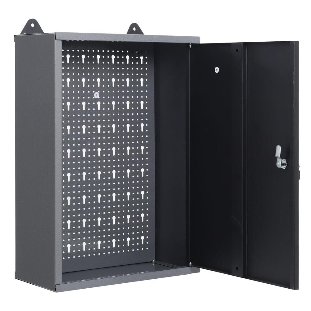 Wall Mounted Lockable Pegboard Tool Cabinet with A Lockable Door