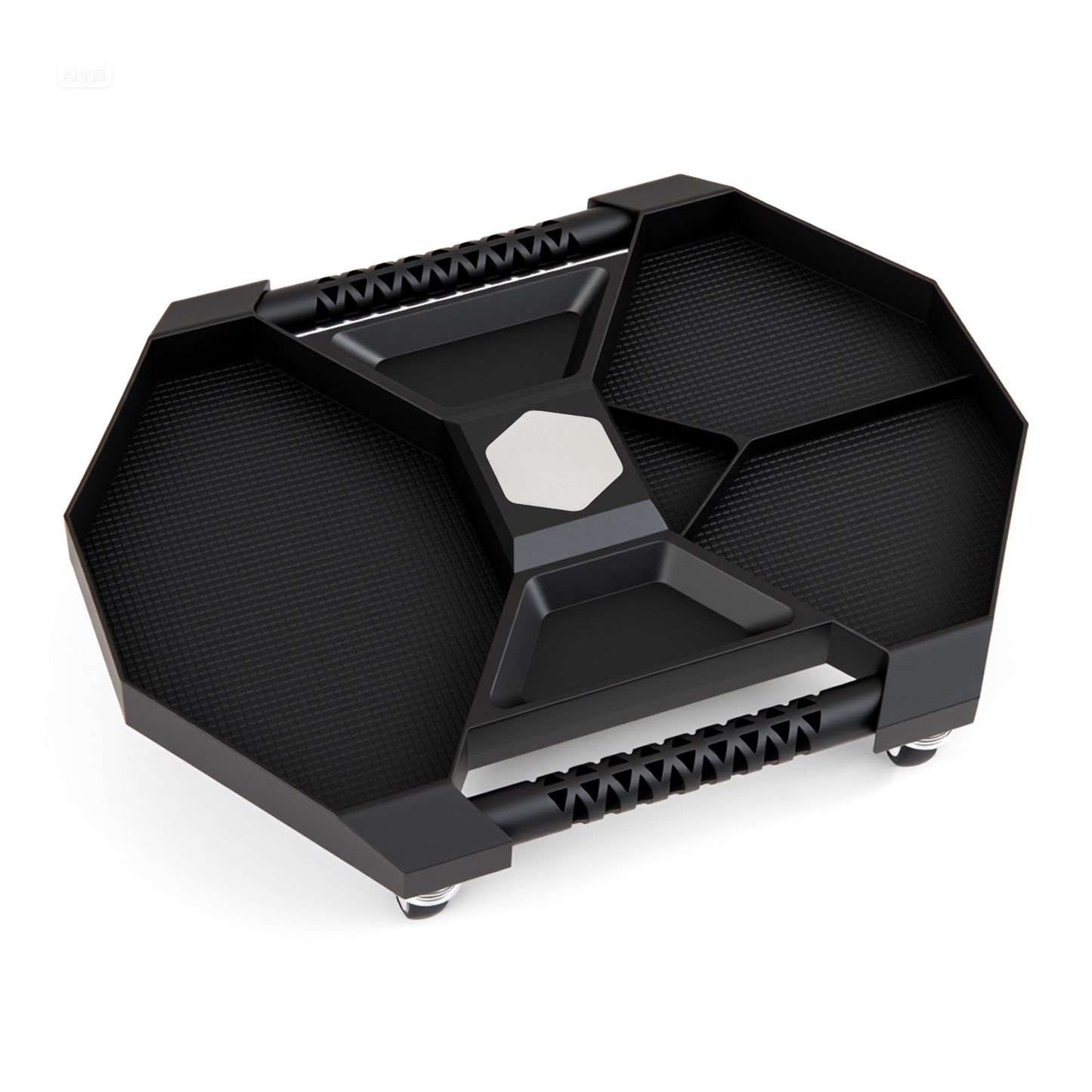 Tool Creeper Rolling Tool Tray with 4 Swivel Casters and 6 Compartments-Black