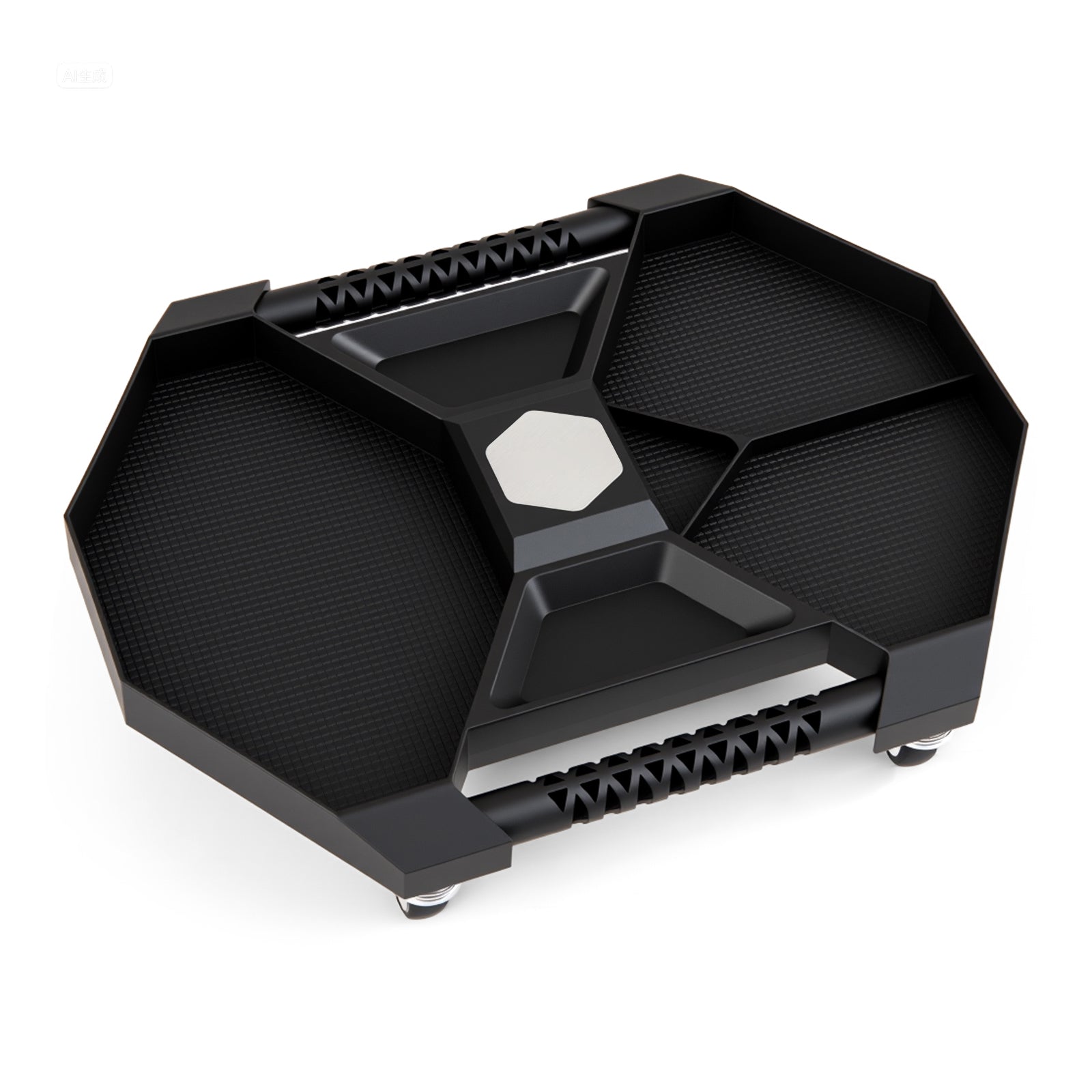 Tool Creeper Rolling Tool Tray with 4 Swivel Casters and 6 Compartments-Black