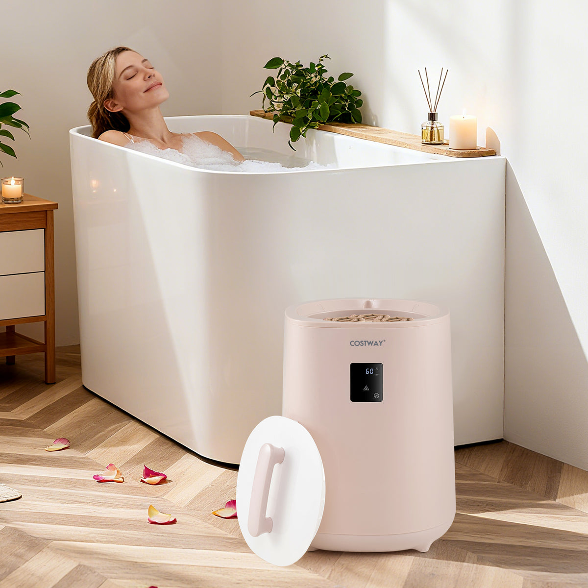 Towel Warmer for Bathroom 18 L Large Portable Hot Towel Bucket-Pink