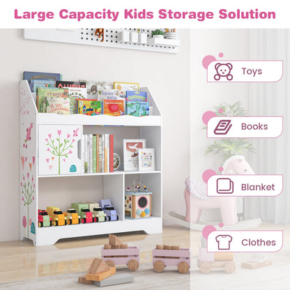 Toy Storage Organizer Display Stand with Book Shelf-White