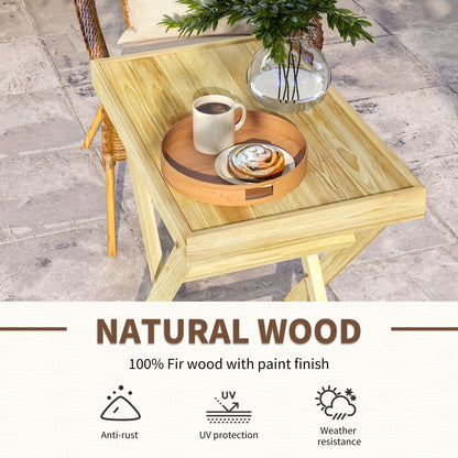 Outsunny 68cmx44cmx75cm Garden Table, Outdoor Side Table, Wooden Patio Coffee Side Desk, Patio End Table for Garden, Balcony, Natural