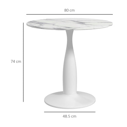 Round Dining Table, Modern Dining Room Table with Steel Base, Non-slip Foot Pad, Space Saving Small Dining Table