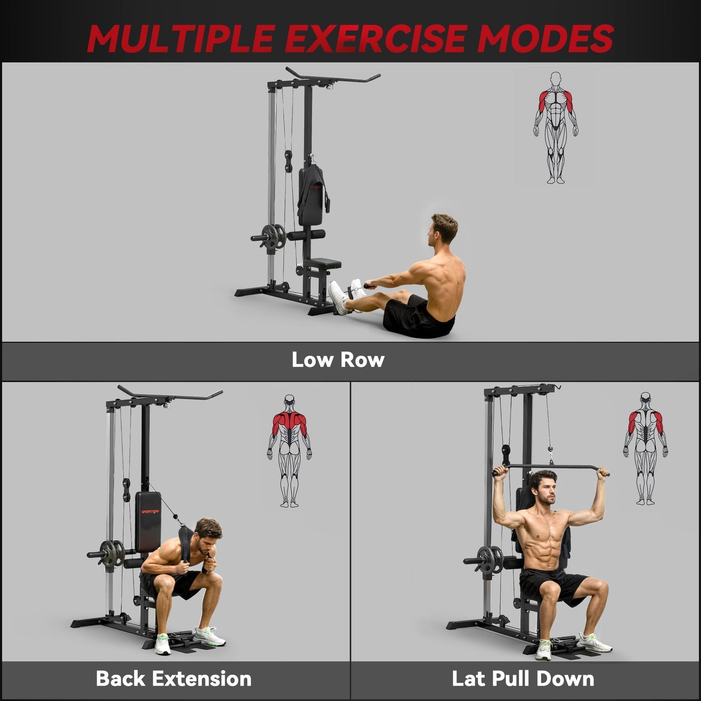 SPORTNOW Pull Up Station, Power Cage with Adjustable Seat, for Home Gym - Black