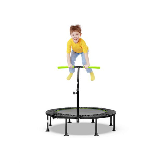 110 CM Mini Trampoline Bounce with Height Adjustable Handrail-Green