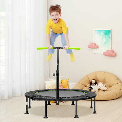 110 CM Mini Trampoline Bounce with Height Adjustable Handrail-Green