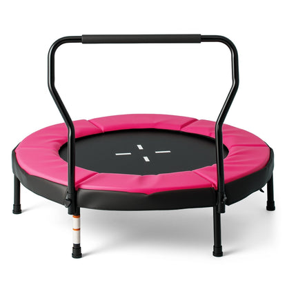 Trampoline for Kids Indoor Outdoor Fitness Trampoline with Handlebar-Pink