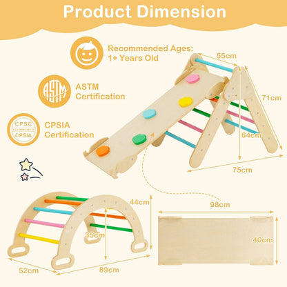 Triangle Climbing Toys with Climbing Triangle Arch Ramp for 1+ Years Old-Multicolor