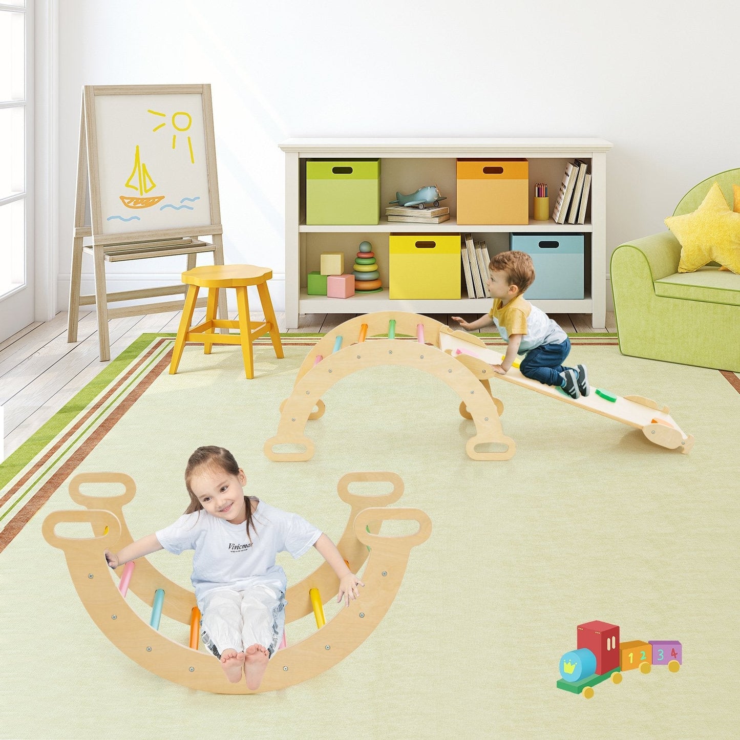 Triangle Climbing Toys with Climbing Triangle Arch Ramp for 1+ Years Old-Multicolor