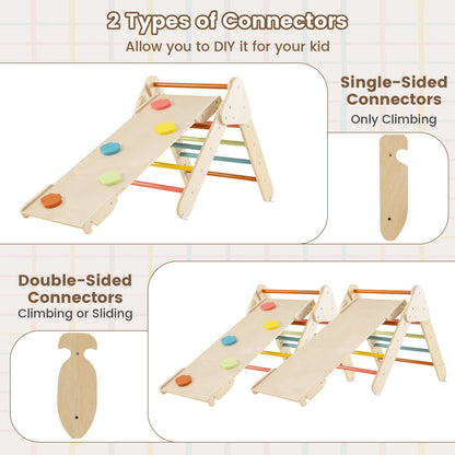 5-in-1 Triangle Climbing Toys with Arch Ramp for 1+ Years Old-Macaron