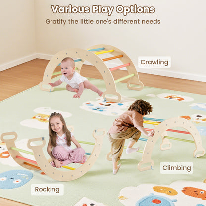5-in-1 Triangle Climbing Toys with Arch Ramp for 1+ Years Old-Macaron