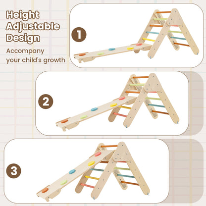 5-in-1 Triangle Climbing Toys with Arch Ramp for 1+ Years Old-Macaron