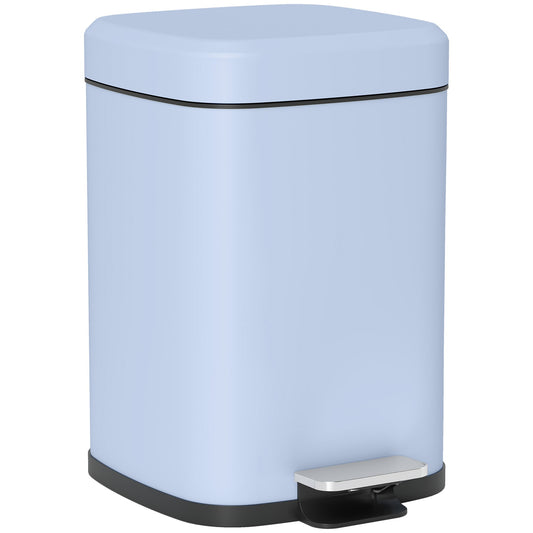 HOMCOM 12L Modern Boxy Metal Home Kitchen Bin - Light Blue