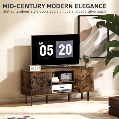 HOMCOM TV Stand Cabinet for TVs up to 55 Inches, TV Unit with Storage Shelves and Cupboard for Living Room, Rustic Brown