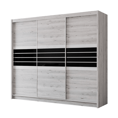 DOVER 250cm Sliding Door Wardrobe Oak Craft / Graphite Glass