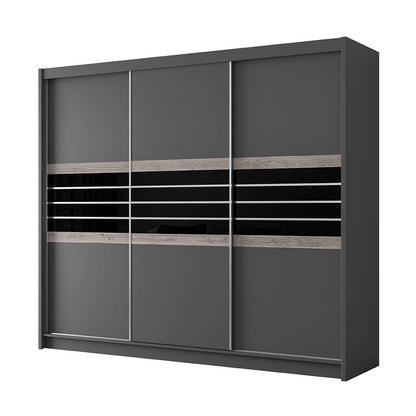 DOVER 250cm Sliding Door Wardrobe Lava / Black Glass