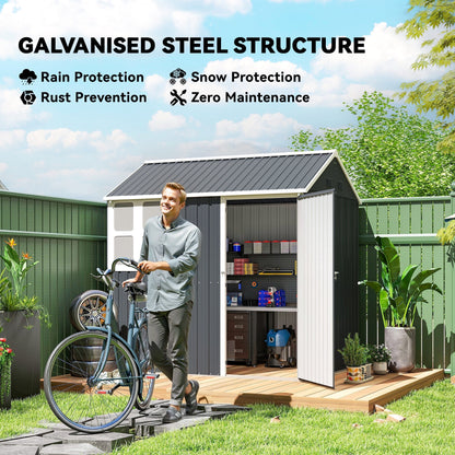 Outsunny 7 x 6ft Galvanised Garden Shed, with Latch - Dark Grey