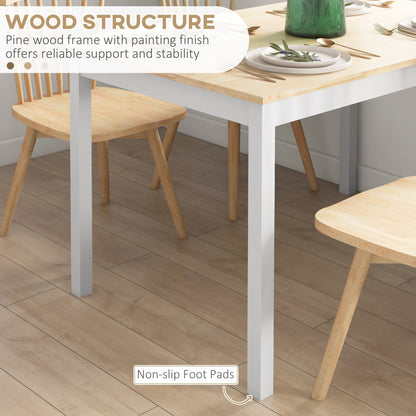 HOMCOM Four-Seater Farmhouse-Style Wooden Table