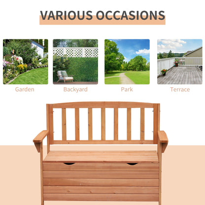 Outsunny Outdoor Garden Storage Bench Patio Box All Weather Deck Fir Wood Solid Seating