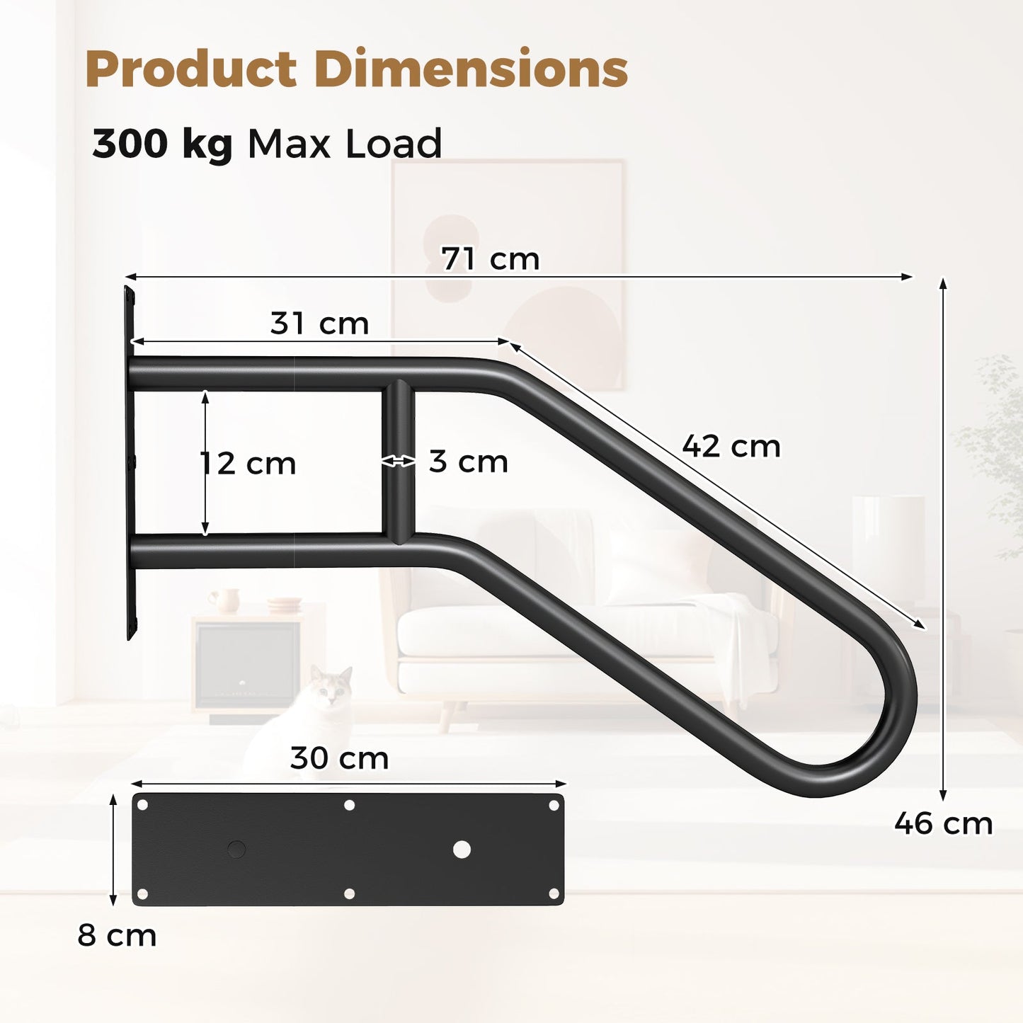 U-Shape Safety Handrail with Matte Finish for Elderly Kids