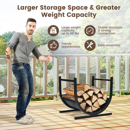 U-Shaped Patio Firewood Rack with Handles