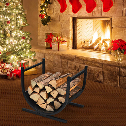 U-Shaped Patio Firewood Rack with Handles