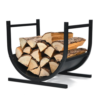 U-Shaped Patio Firewood Rack with Handles