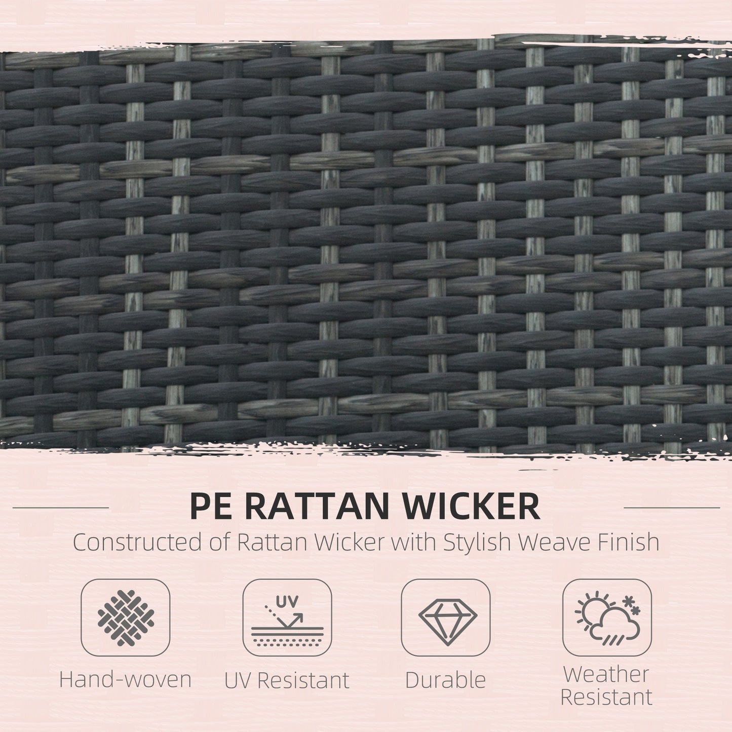 مجموعة تناول الطعام للحديقة مكونة من 6 مقاعد من Outsunny بإطار فولاذي من PE Rattan Wicker مع 6 كراسي وطاولة كبيرة زجاجية وأرجل منحنية ووسائد قدم ووسائد سميكة مناسبة باللون الرمادي