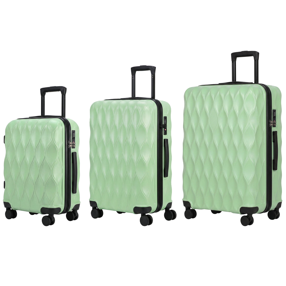 HOMCOM 3-Piece Suitcase Set, Hard Shell Carry On & Checked Luggage Set with TSA Lock, 20/24/28 Inch, Green