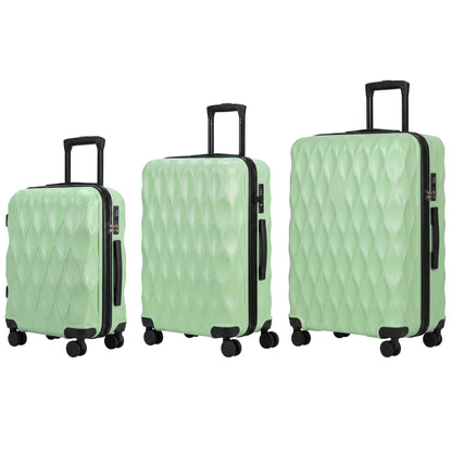 HOMCOM 3-Piece Suitcase Set, Hard Shell Carry On & Checked Luggage Set with TSA Lock, 20/24/28 Inch, Green