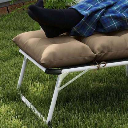 Poduszki na leżak Outsunny, tylko 190 x 56 x 10 cm, poduszki na leżak ogrodowy, tkanina UPF20+ 220 g/m2, grube wymienne podkładki na leżak z 6 wiązaniami, kolor khaki