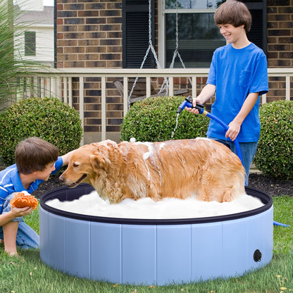 PawHut Pet Swimming Pool, Foldable, 120 cm Diameter-Blue