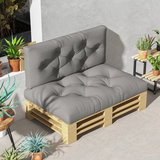 Outsunny Seat and Back Padded Pallet Cushion Set - Light Grey