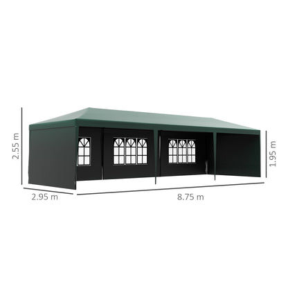 خيمة حفلات الزفاف من Outsunny Garden Gazebo Marquee (9 أمتار × 3 أمتار) - خضراء