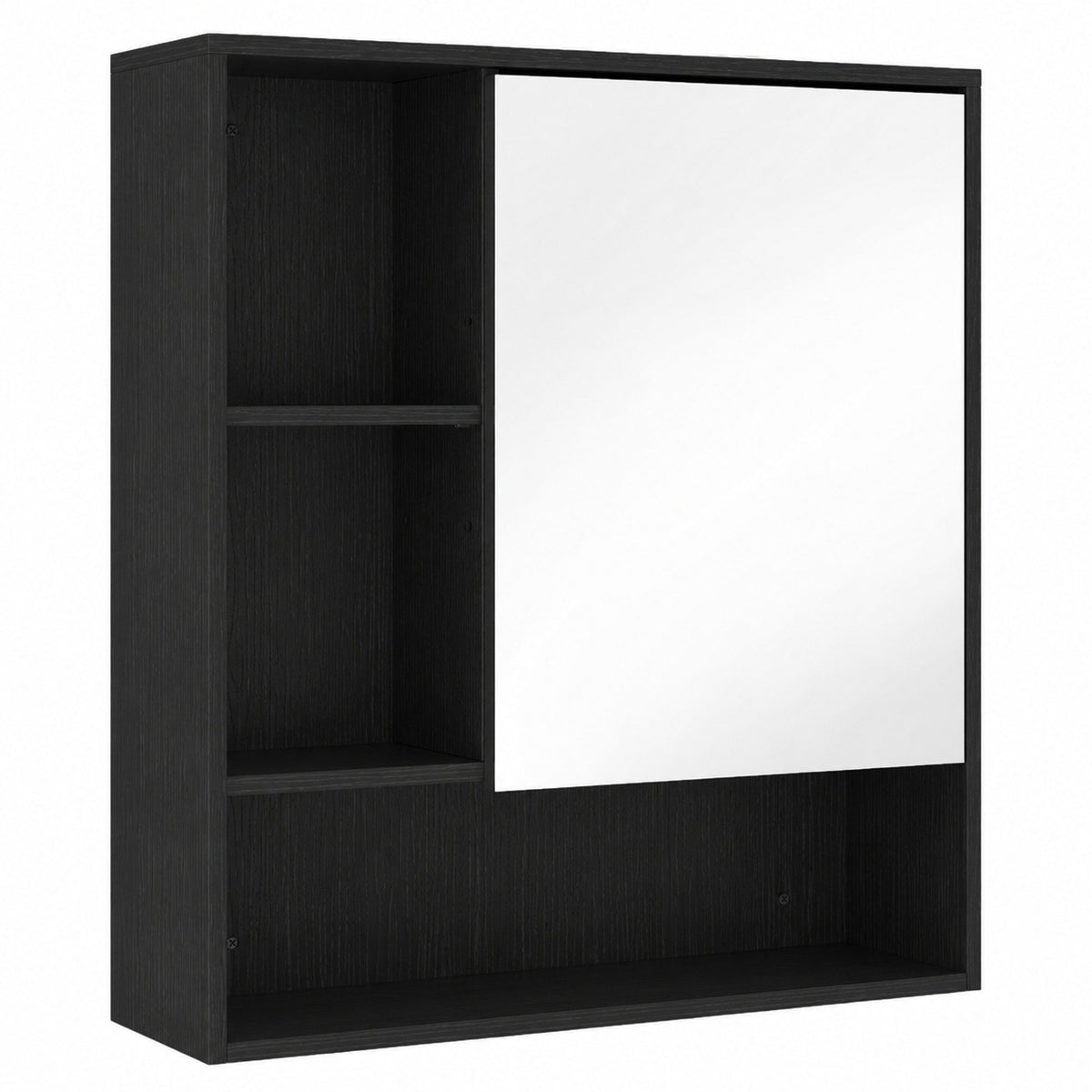 HOMCOM Bathroom Mirror Cabinet, Wall-Mounted Bathroom Cabinet with Mirror Door, Adjustable Shelves, Black
