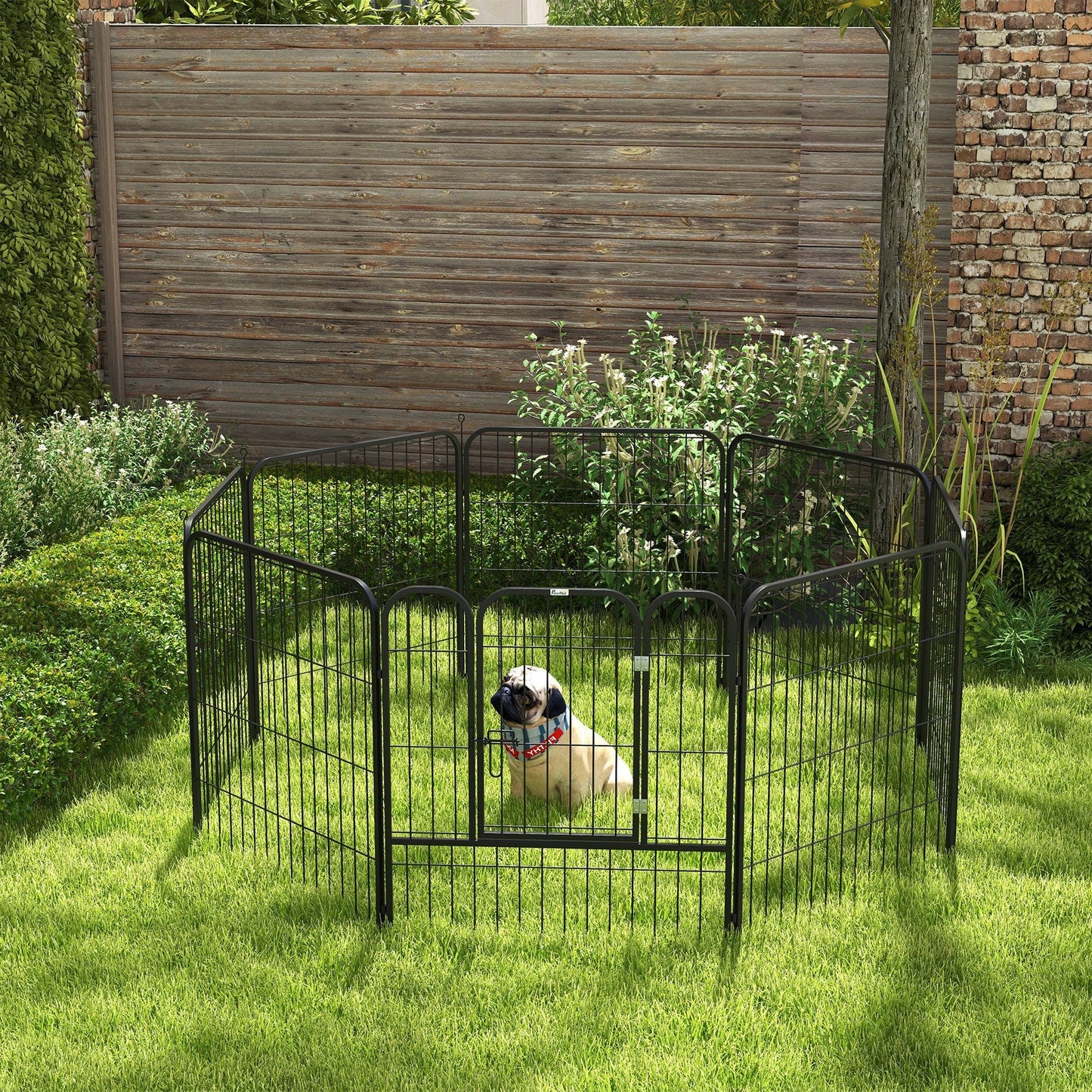 PawHut Heavy Duty 8 Panel Dog Play Pen Pet Playpen for Puppy Rabbit Enclosure Foldable Indoor Outdoor 80 x 80 cm