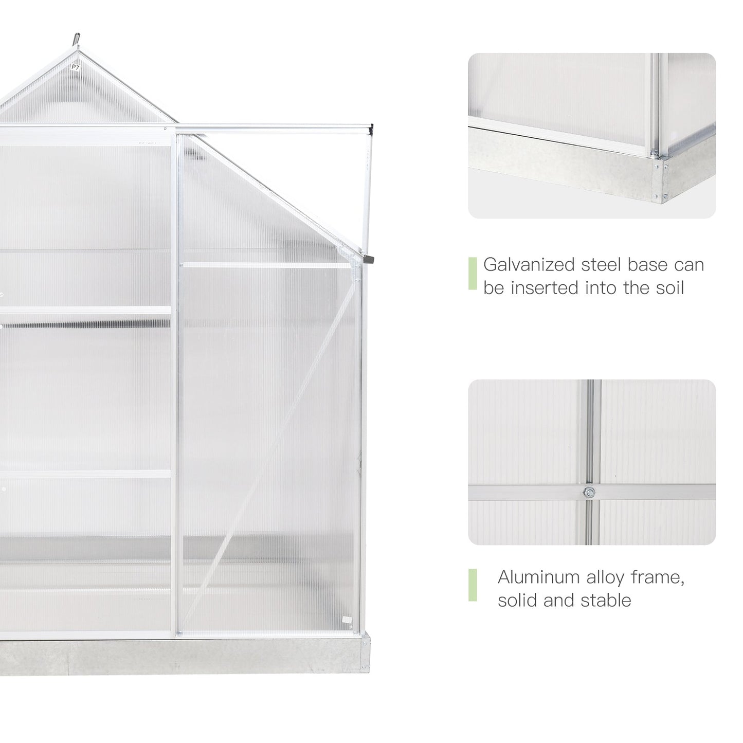 Outsunny 6 x 6 ft Walk-In Polycarbonate Greenhouse w/ Window Clear