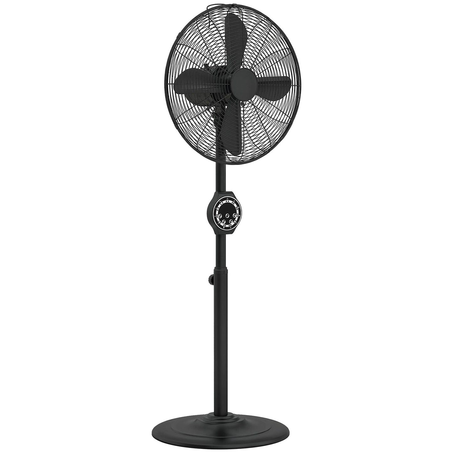 HOMCOM 41 cm Metal Pedestal Fan with Oscillating, Adjustable Height Black