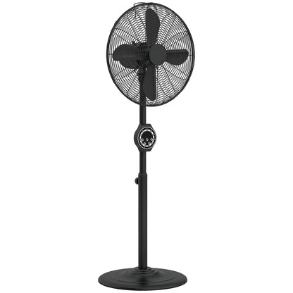 HOMCOM 41 cm Metal Pedestal Fan with Oscillating, Adjustable Height Black