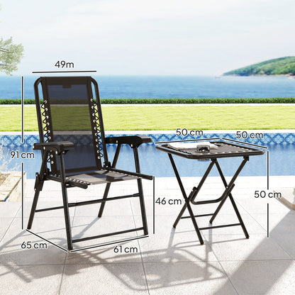 Outsunny Three-Piece Garden Table and Chair Set - Black
