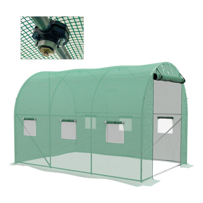 نظام الرش Outsunny Polytunnel Greenhouse، 3 × 2 م، أخضر