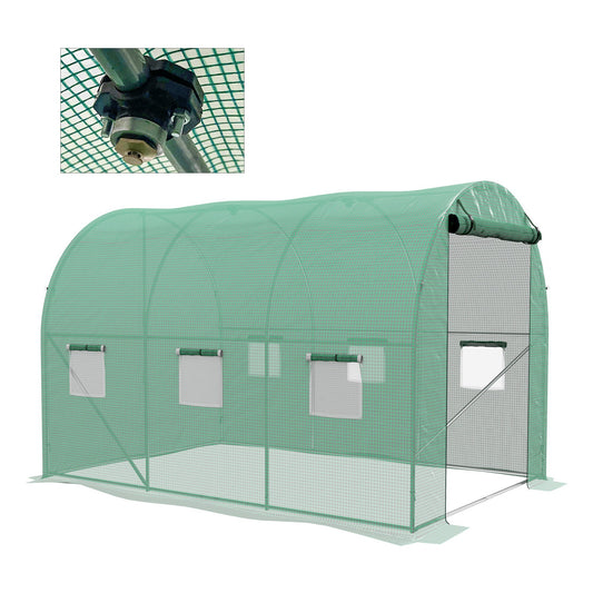 نظام الرش Outsunny Polytunnel Greenhouse، 3 × 2 م، أخضر