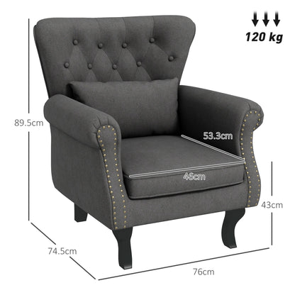 HOMCOM Chesterfield-Style Akcent Fotel - Szary