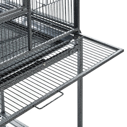 PawHut Large Bird Cage Budgie Cage with Stand, Storage Shelf, Wood Perch for Parrot Canary Parakeet Cockatiels, 81 x 48 x 162.5 cm