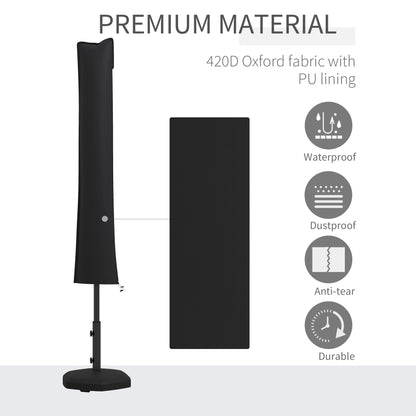Outsunny Parasol Cover, Cantilever Umbrella Cover, Banana Umbrella Cover with Zipper for Outdoor Garden, Patio, Black